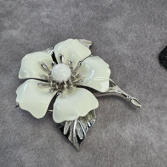 Sarah Coventry Vintage Brooch & Clip Earrings Flower Enamel - Picture 3 of 8